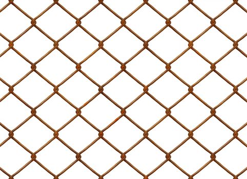 a chain link fence on white background