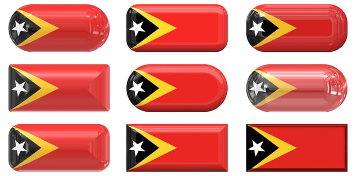 nine glass buttons of the Flag of East Timor