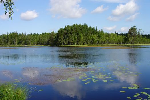 Perfect lake in one of Scandinavian countries                               