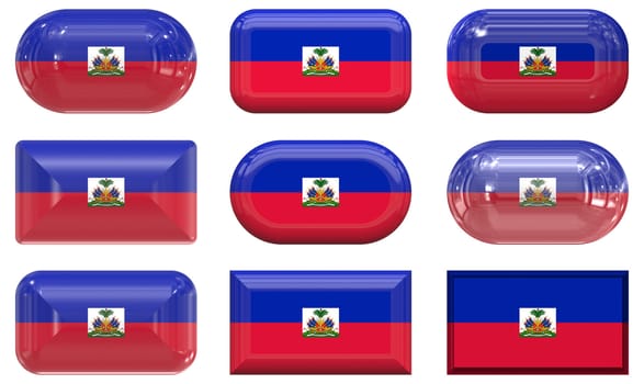nine glass buttons of the Flag of Haiti