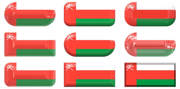 nine glass buttons of the Flag of Oman