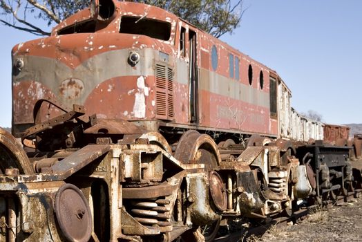 old diesel locomotive train in yard