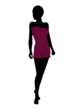 African american female swimsuit illustration silhouette on a white background