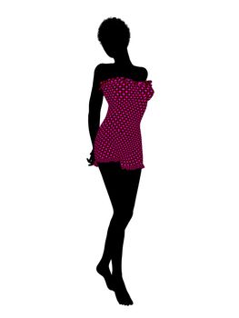 African american female swimsuit illustration silhouette on a white background