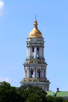 Bell tower of the Kiev-Pechersk Lavra monastery in Kiev, Ukraine 