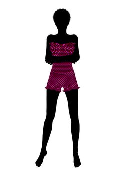 African american female swimsuit illustration silhouette on a white background