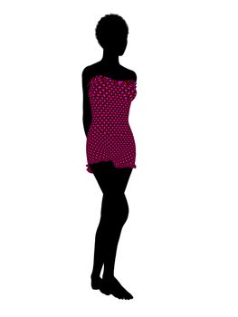 African american female swimsuit illustration silhouette on a white background
