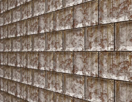 old stone or metal plate wall with marks and slime