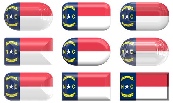 nine glass buttons of the  Flag of North Carolina