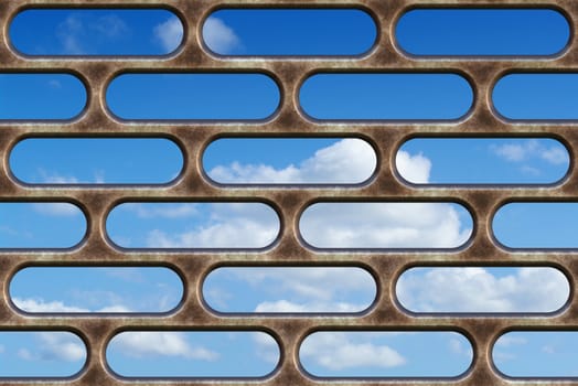 great image of a perfect blue sky through the bars or grill