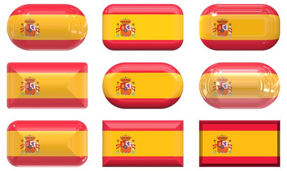 nine glass buttons of the  Flag of Spain