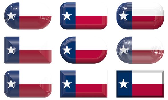 nine glass buttons of the  Flag of Texas