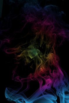 Colored smoke on black background