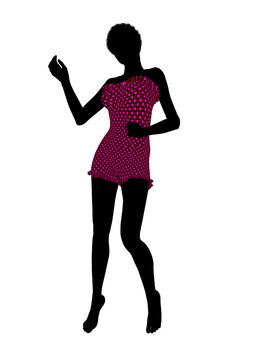 African american female swimsuit illustration silhouette on a white background