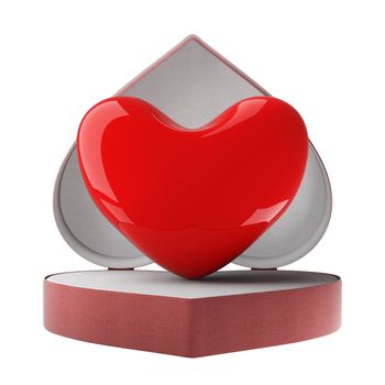 Heart in gift packing. 3D image.