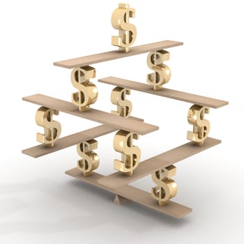 Financial balance. Stable equilibrium. 3D image.