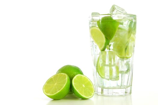 alcoholic party drink with fresh lemon in glass