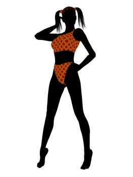 Female swimsuit illustration silhouette on a white background