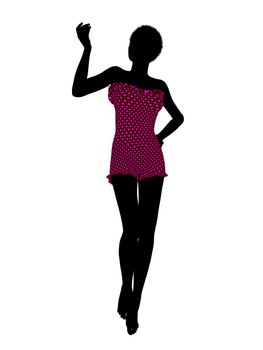 African american female swimsuit illustration silhouette on a white background