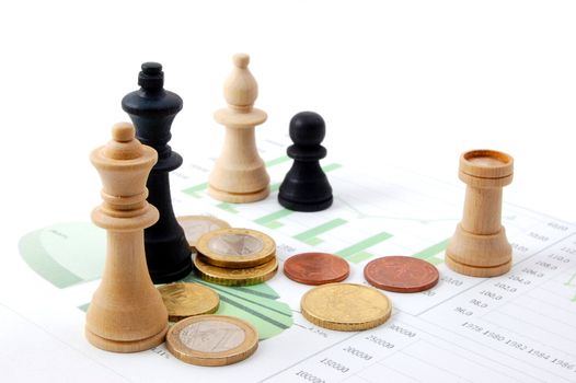 chess man over business chart admonish to strategic behavior