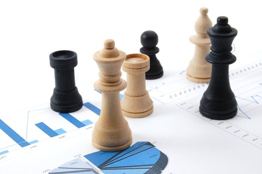 chess man over business chart admonish to strategic behavior