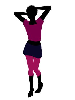 Casual dressed african american female silhouette on a white background