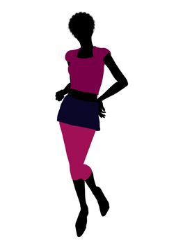 Casual dressed african american female silhouette on a white background