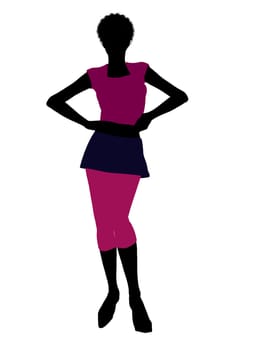 Casual dressed african american female silhouette on a white background