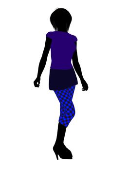 Casual dressed female silhouette on a white background