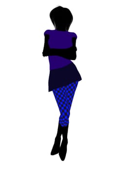 Casual dressed female silhouette on a white background