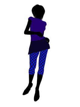 Casual dressed female silhouette on a white background