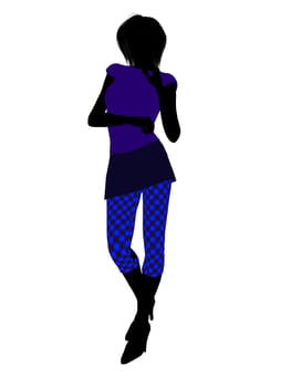 Casual dressed female silhouette on a white background