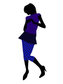 Casual dressed female silhouette on a white background