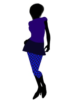 Casual dressed female silhouette on a white background