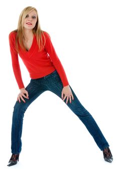 Portrait of the young beautiful girl on insulated background
