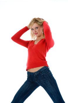 Portrait of the young beautiful girl on insulated background