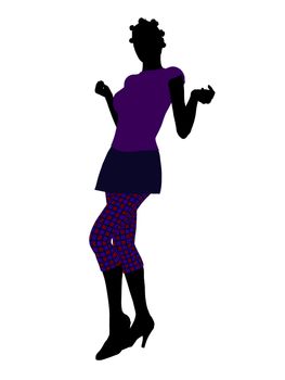 Casual dressed african american female silhouette on a white background