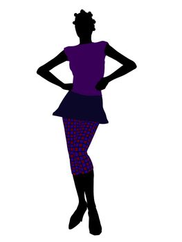 Casual dressed african american female silhouette on a white background