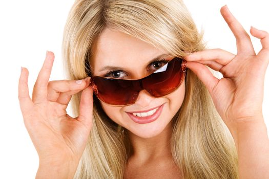 portrait of beauty blond in sunglasses