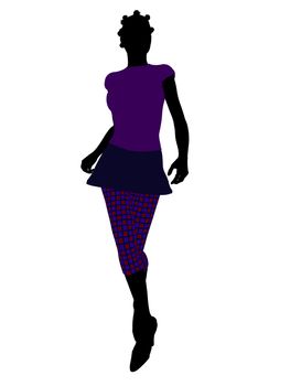 Casual dressed african american female silhouette on a white background