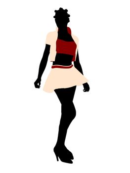 Fasionly dressed african american female silhouette on a white background