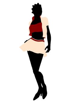 Fasionly dressed african american female silhouette on a white background