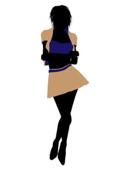 Casual dressed female silhouette on a white background