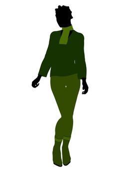 African american female business executive silhouette on a white background