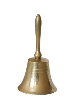 Ancient brass bell isolated on white background with clipping path