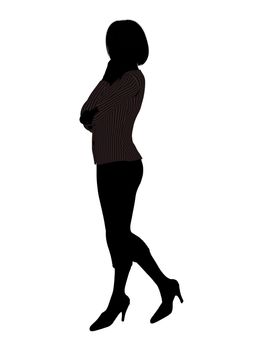 Female business executive silhouette on a white background