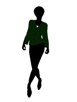 African american female business executive silhouette on a white background