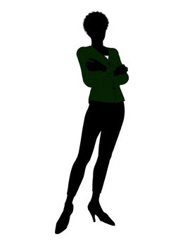 African american female business executive silhouette on a white background
