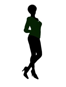 African american female business executive silhouette on a white background