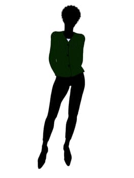 African american female business executive silhouette on a white background